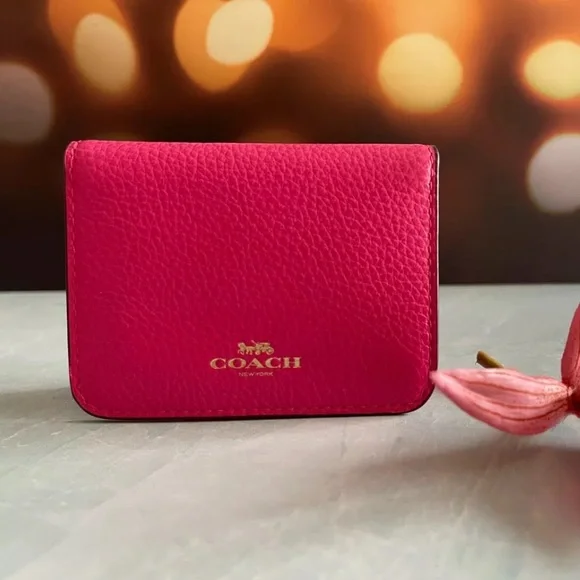 Coach Bifold Card Case GOLD/BOLD PINK NWT - Picture 2 of 6